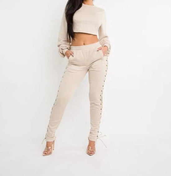 Cropped Lace-Up Pants Set 30% OFF W/CODE: WIN30