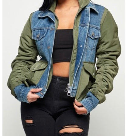 Buy online Women Olive Solid Denim Jacket from jackets and blazers and coats  for Women by Showoff for ₹1480 at 60% off | 2024 Limeroad.com