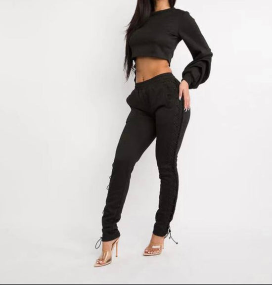 Cropped Lace-Up Pants Set 30% OFF W/CODE: WIN30